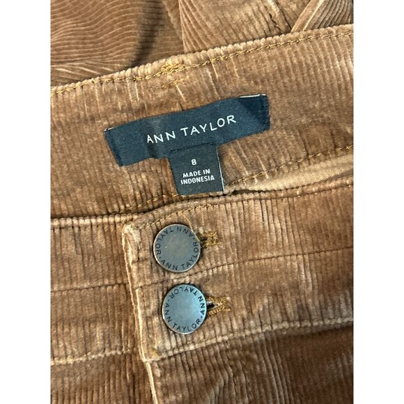 Ann Taylor Womens High Rise Wide Leg Corduroy Pants Size 8 Mocha 70s Boho - Picture 3 of 4